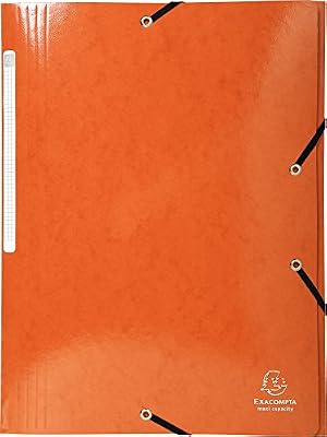 Exacompta Iderama Chemise avec 3 rabats et élastique 425 g/m² Format A4 Très grande capacité Carton Manille, orange