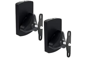 deleyCON 2x Universal Speaker Wall Mounts Loudspeaker Wall Mountings Tilt + Swivel up to 10 Kg Load Weight Ceiling Mounting + Wall Fitting - Black