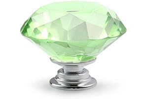 CZC HOME 10pcs 40mm Crystal Glass Door Drawer Knobs Diamond Cut Drawer Handles with 3 Sizes Screws for Cupboard Cabinet Wardrobe Home Decorating, Green