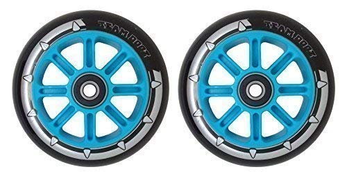 Team Dogz Coppia di ruote in nylon per monopattino, 100 mm, con ABEC 7, adatte per Slamm Razor MGP Grit e JD Bug, Blue Core Black PU