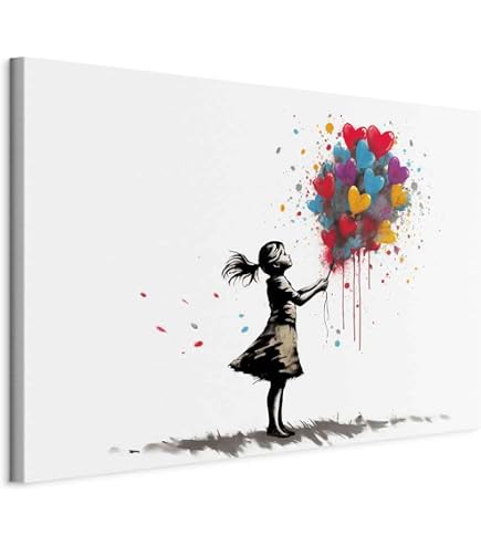 Impression Sur Toile Banksy Pluie De Couleurs - Tableau Moderne 100x70 Cm Pour Décoration Maison