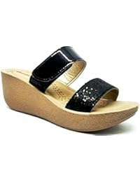 INBLU - Sandalias de vestir de piel sintética para mujer negro negro 36