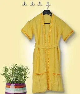 Skumars Love Touch - Solid - Audlt Bath Robe - Yellow