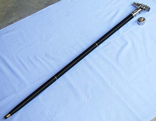 Shiv Shakti Enterprise Gehstock aus, ca. 95 cm, mit Messinggriff und integriertem Fernrohr, Sammlerstück - 2