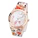 Produktbild Valentinstag Uhren DELLIN Frauen-Mädchen-Uhr-Silikon-Druckblumen-verursachende Quarz-Armbanduhren (Orange)