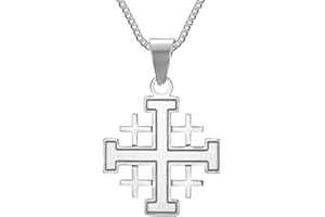 BOBIJOO JEWELRY - Pendentif Homme Templier Ordre Croix de Jerusalem Acier Inoxydable 316L Argenté Chaîne
