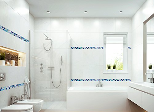 Grandora 7er Set Mosaik 3D Fliesenaufkleber W5189 selbstklebend 25,3 x 3,7 cm Küche Bad Wandaufkleber Fliesendekor Folie - 5