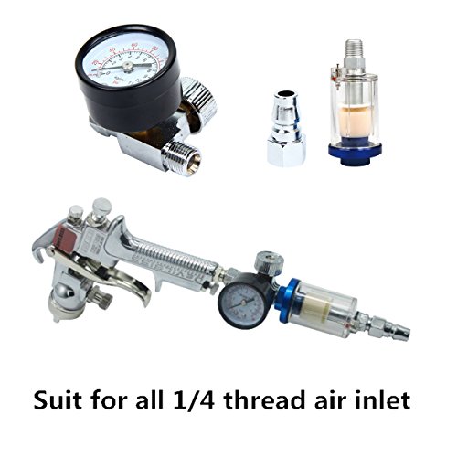 Latinaric 1/4″ Luftdruckregler Filterdruckminderer mit Manometer und Wasserfängerfilter - 5