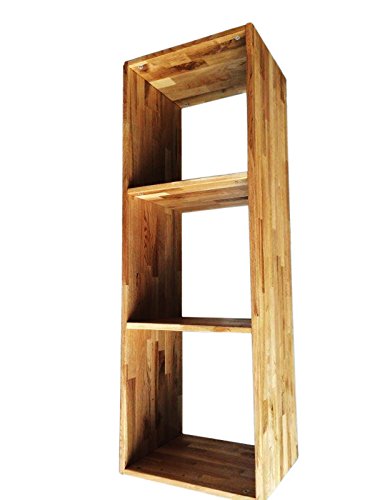 SAM® Stilvolles Holz-Regal Cube III aus Wildeiche, Massiv-Würfel mit 3 Fächern und pflegeleichter geölter Oberfläche, natürliche Optik, ideal kombinierbar mit anderen Möbeln, 105 x 36 cm - 2