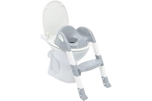 THERMOBABY - Réducteur WC Enfant - Kiddyloo - Astucieux, Ludique & Hygiénique - Pieds Réglables - Marche Antidérapante - Pliage Compact - À Partir De 18 Mois - Fabriqué En France - Gris Charme