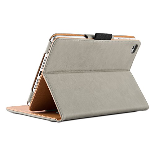 iPad Mini Hülle – JAMMYLIZARD Ledertasche Smart Cover mit Standfunktion für iPad Mini 4. 3. 2. & 1. Generation, OLIVGRAU & HONIG, [MIT STIFT & STIFT-HALTER] - 4