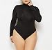 Produktbild Swallowuk Bodysuits Damen Sexy Langarm Rollkragen Overalls Jumpsuits Übergröße Playsuits Bodycon Strampler Tops (6XL, Schwarz)