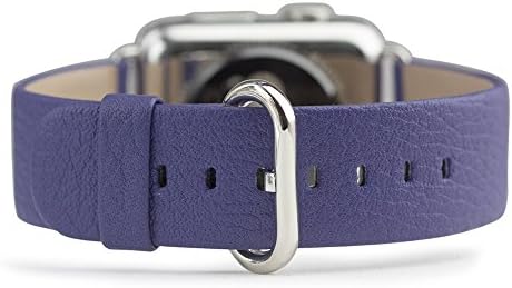 Marcel Robert Classic leather strap for Apple Watch 38mm - size M - PURPLE - compatible 1, 2 &amp; 3 series handmade by (France) from genuine French leather - steel buckle and adapters installed