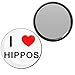 I Love Hippos - 77mm Round Compact Mirror