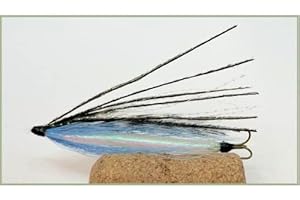 TROUTFLIES UK SALMON FLIES Treble Hook Sea Trout or Salmon Fly, 4 Pack Blue Medicine Snakes, Rear Size 10