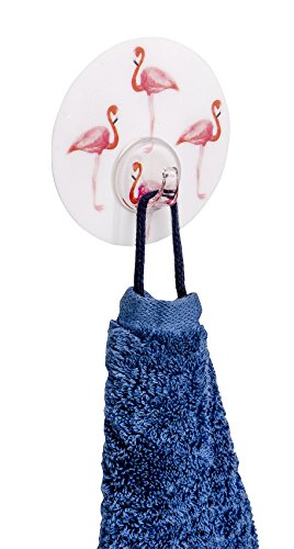 Wenko 22739100 Static-Loc Uno Flamingo Badezimmerhaken, Küchenhaken, Kleiderhaken mit statischem Halt, Polyethylenterephthalat, mehrfarbig, 8.5 x 8.5 x 2 cm - 4