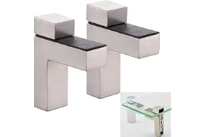 awen Reggimensola Vetro Staffe per Mensole Supporti Legno Regolabile Montaggio a Parete 2 Pezzi Spazzolato