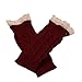 Internet Fingerless Lace Knitted Fringe Warm Gloves (Dark Red)