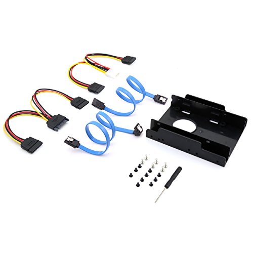 Alcey 2x 2,5 Zoll auf 3,5 Zoll Montagehalterung für interne Laufwerke (einschließlich Netz- und SATA Datenkabel)