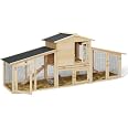 Pollaio VIP In Legno XXL A 2 Livelli, Per 4-5 Galline, 206x55x85 Cm, Con Tetto Bitumato E Cassetto Rimovibile