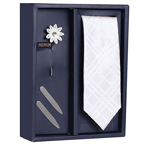 Peluche Stunning White White Colored Microfiber Necktie For Men