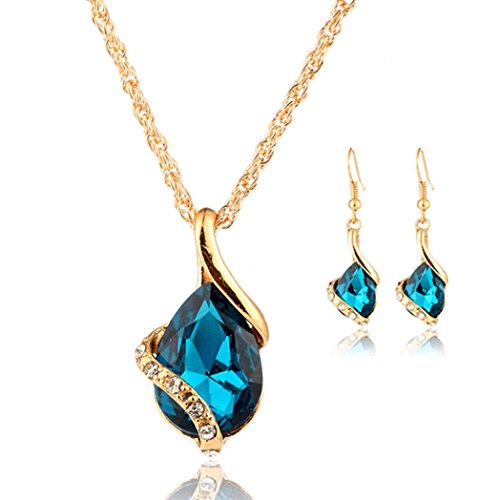 FAMILIZO JoyeríA Pendiente Pendiente De Los Pendientes De Gota Del Collar Encantador De Las Mujeres 1 DecoracióN Determinada. (Azul)