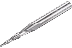 sourcing map Tapered Ball Nose End Mill, Uncoated Solid Carbide 2 Flute Spiral Milling Cutter, 0.75mm Radius, 1.5mm Diameter, 6mm Shank, 60mm Length, 10 Degree Angle