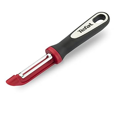 Tefal K2074014 Ingenio Éplucheur à peaux souples à lame curvée et dentelée en acier inoxydable ustensile de cuisine noir et rouge sans bisphénol A