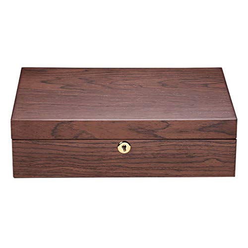 Preisvergleich Produktbild LIYANSSH - Jewelry Box Schmuckkästchen aus Holz für Damen, doppelschichtig, 11 Fächer, Halskette, Schmuck, Organizer mit Schloss für Ohrringe, Armbänder, Ringe