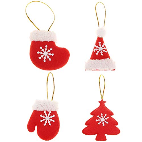 Preisvergleich Produktbild Vosarea 4 Stück Weihnachtsbaum-Ornamente Hängedeko Hut, Handschuh, Weihnachtsbäume