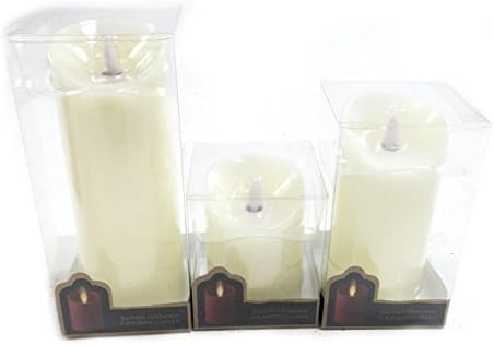 Battery Powered Ivory Flicker Real Wax Pillar Church Candle Light Display[Ivory,Large (7.5 x 20cm)]