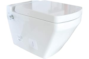EKERSHOP Bien NEPTÜN Taharet Randlos Dusch Hänge Wand WC Bidet Toilette Kalt & Warmwasser Hebelmischer Armatur Ventil Soft-Close Deckel Spülrandlos, Absenkautomatik, Shattaf