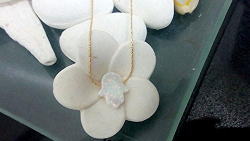 HandmadeTiny Opal necklace, opal hamsa necklace, simple necklace,luck necklace, white opal necklace,minimalist