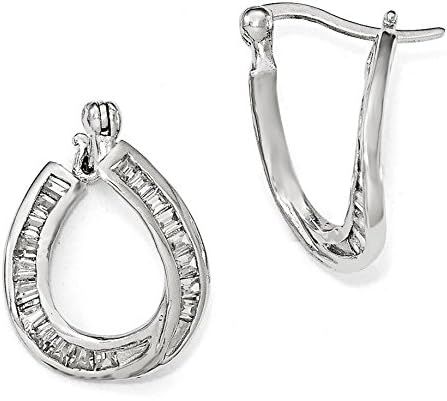 16mm Cheryl M Sterling Silver Cubic Zirconia Twisted Hoop Earrings