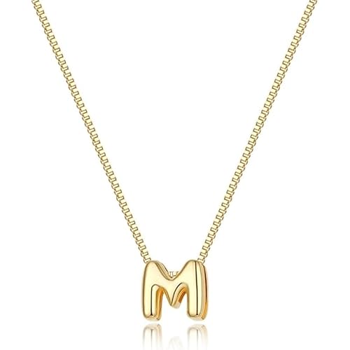 ARISTAL Jewellery Gold Letter Necklace 14k Gold Plated Necklace Cute Bubble Letters Choker Necklace for Women And Girls Trendy Jewelry Gifts