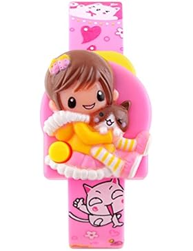 niedliches Kind digitale Quarzuhr rosaer Gummiband schöne Karikatur einzigartiges trennbare Wahl Mädchen Uhr