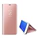 Produktbild Yobby Luxus Spiegel Hülle für Samsung Galaxy S8,Samsung Galaxy S8 Handyhülle Technologie Überzug Durchsichtig Clever Aussicht Fenster Stand PC Flip Cover Schlank Schutzhülle-Roségold