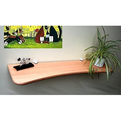 SET: Wandregal 90 cm Buche / Clip M blau / konkav geschwungen