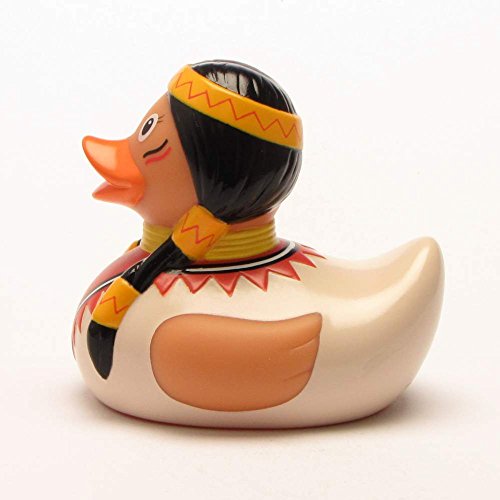 Quietscheente Indianerin Ente, Gummiente, Quietscheentchen, Badeente, Quietsch Ente, Sammelfigur, Gummi Bade Spielzeug, LiLaLu, 2065 - 4