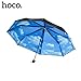 Produktbild HOCO Schöne Blaue Himmel Weiße Wolke Gedruckt Regen Sonnenschirm Falten UV Schützen Schwarz Kleber Design Sunnt Regnerischen Regenschirm