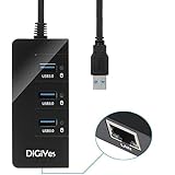 DiGiYes [2-in-1] 3-Port USB 3.0 Hub with RJ45 10/100/1000 Gigabit Ethernet Port Converter LAN Wired Network Adapter &amp; Built-in 1Ft USB 3.0 Cable Support Windows XP / 7 / 8 / 10, Vista, Mac OS 10.6 and above, Linux