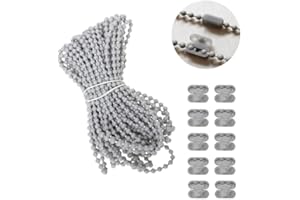 LDBKLGHJ Cadena de Rodillos de 12 Metros con 10 Clips para Cadenas de Rodillos - Ideal para Reparaciones y Piezas de Repuesto para Persianas, Cortinas y Persianas Verticales en un Elegante Tono Gris