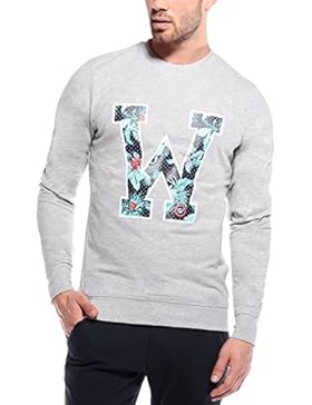 WOLDO Athletic Herren Sweatshirt mit Blumenprint Pullover Slim Fit