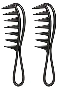 IAS Ladies Hair Comb Hairstyle Wavy Long Curly Hair Care Detangling Wide Teeth Brush Hairdressing Styling Tool Pack of 2pc