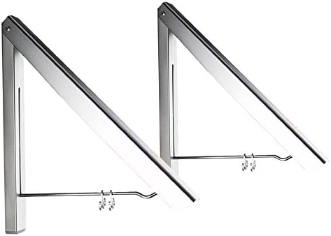 MechWares Folding Clothes Hanger- Wall Mounted Fold Away Clothes Dryer- For Laundry Room |Closet |RV |Guest room |Coat Rack 1 Pair(2 Pcs) (aluminium)
