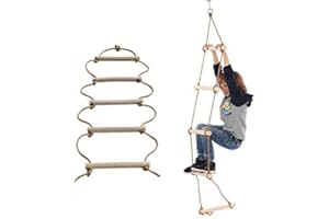 ‎ISOP ISOP Schaukelseilleiter für Kinder 3 m und Erwachsene - Baumhausleiter für Kinder - Trainingskletterausrüstung - Geeignet für Bunker oder Loft