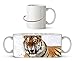 Produktbild knurrender Tiger im Schnee als Motivetasse 300ml, aus Keramik weiß, wunderbar als Geschenkidee oder ihre neue Lieblingstasse.