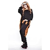 Amurleopard Damen/Herren Jumpsuit Kostüm Schlafanzug Pyjamas Einteiler, Waschbär, M( Körpergröße: 160-169 CM) - 