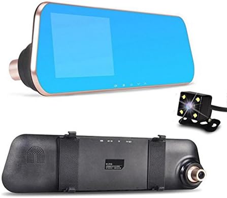 Dual Lens Mirror Camera, Happton 4.3" Full HD 1080P 170° Wide Angle Car Camcorder + Night Version Rear View Backup Camera with Reverse Parking System