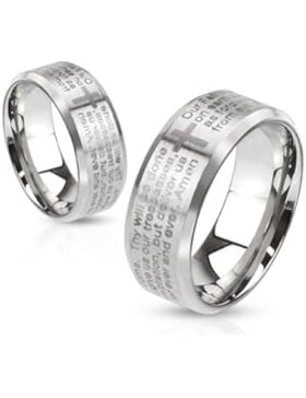 Paula & Fritz® Ring aus Edelstahl Chirurgenstahl 316L gebürstet und mit Lasergravur Vaterunser verfügbare Ringgrößen...